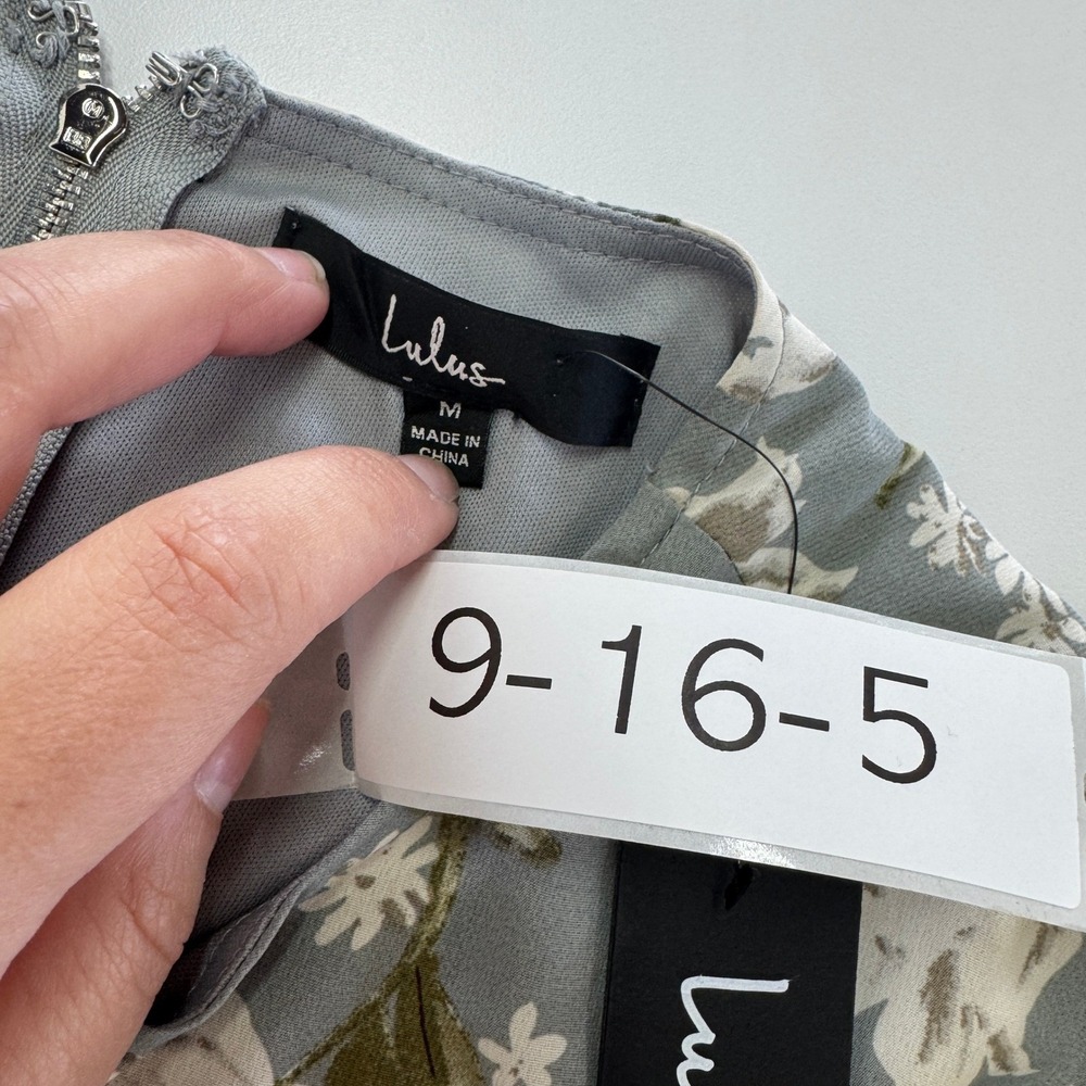 Lulus Dress Women Medium First Blooms Dusty Blue Floral Print Long Sleeve Cutout - Picture 8 of 13